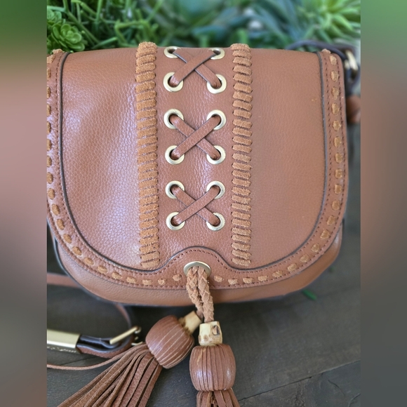 Foley & Corinna Sarabi Saddle Bag In Honey Brown Leather With Tassels - Picture 5 of 10
